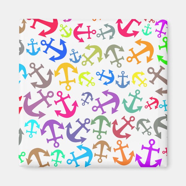 Colourful Boat Anchor Pattern Magnet (Front)