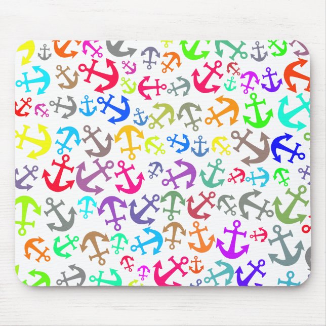 Colourful Boat Anchor Pattern Mouse Pad (Front)