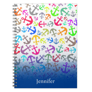 Colourful Boat Anchor Pattern Notebook