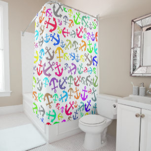 Colourful Boat Anchor Pattern Shower Curtain