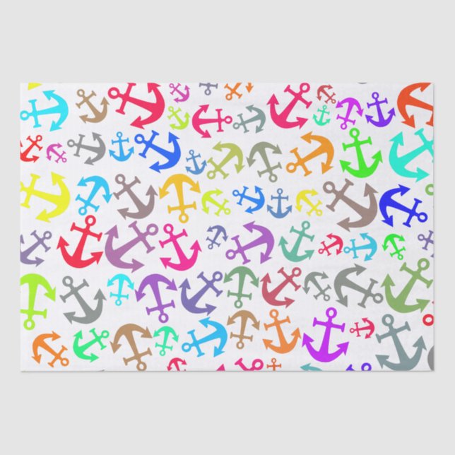 Colourful Boat Anchor Pattern Tissue Paper (Front)