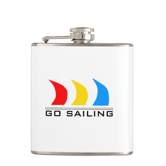 Colourful Boat Sails Hip Flask (Front)