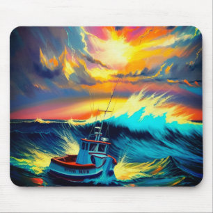 Colourful Boat Scene Mouse Pad