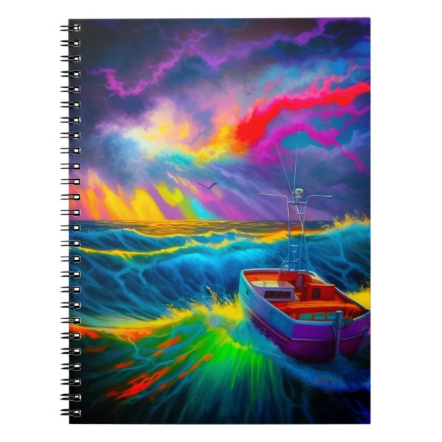 Colourful Boat Scene Notebook (Front)