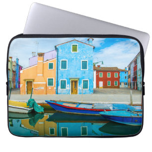 Colourful Boat Scene Venetian Lagoon Laptop Sleeve