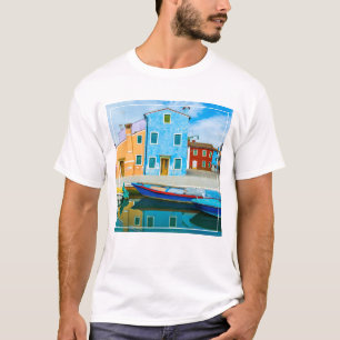Colourful Boat Scene Venetian Lagoon T-Shirt