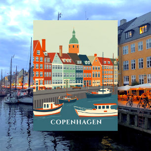 Colourful Boats in Nyhavn Copenhagen Denmark Postcard