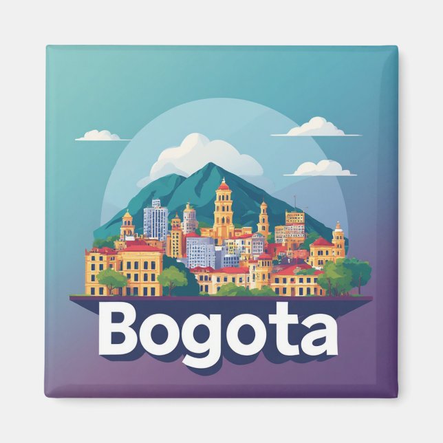 Colourful Bogota City Skyline Magnet (Front)