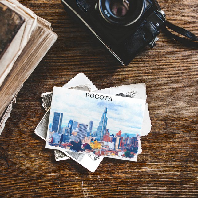 Colourful Bogota Colombia Cityscape Postcard (bogota colombia vintage city postcard)