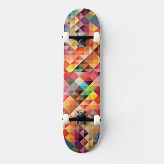 COLOURFUL BOHEK SQUARES PATTERNS BACKGROUNDS DIGIT SKATEBOARD (Front)