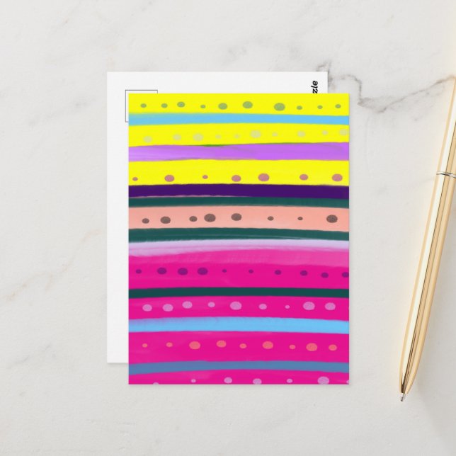 colourful Bohemian Abstract Art Postcard (Front/Back In Situ)