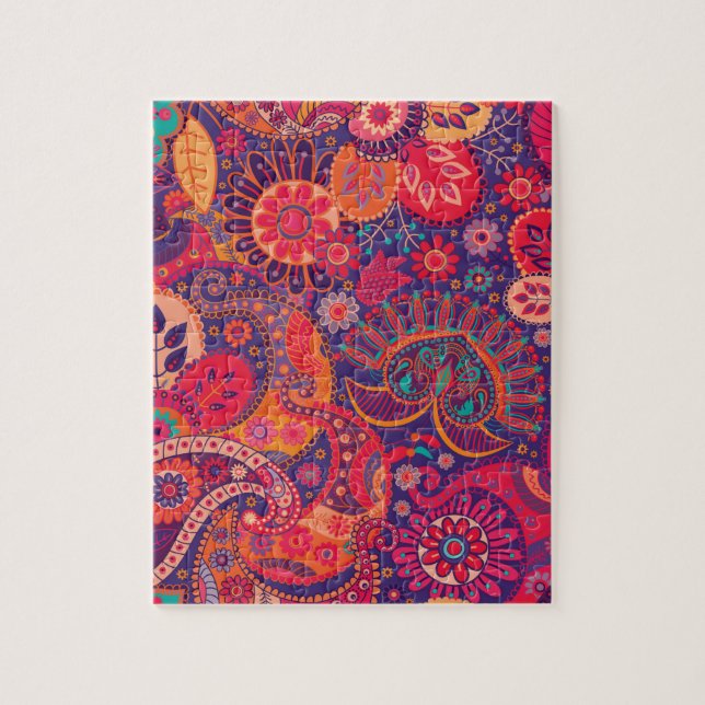 Colourful Bohemian Boho MOD Hippy Chic Pattern Jigsaw Puzzle (Vertical)