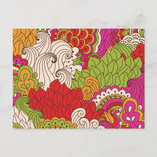 Colourful Bohemian Boho MOD Hippy Chic Pattern Postcard (Front)