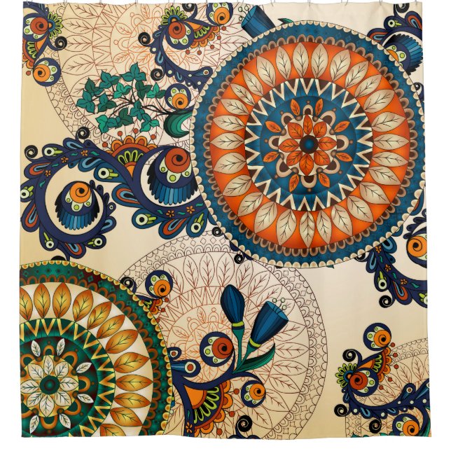 Colourful Bohemian Boho MOD Hippy Chic Pattern Shower Curtain (Front)