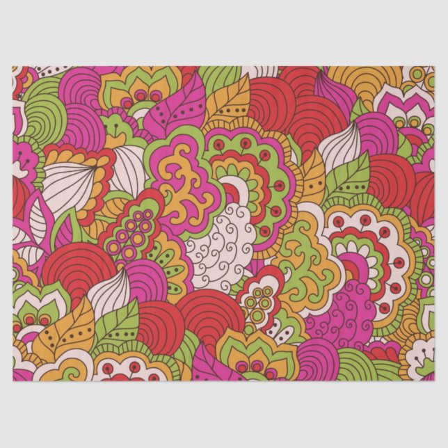 Colourful Bohemian Boho MOD Hippy Chic Pattern Tissue Paper (Front)