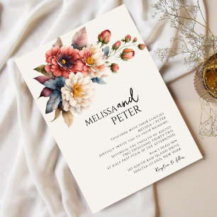 Colourful Bohemian Bouquet of Flowers Wedding Invitation