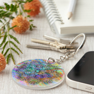 Colourful Bohemian Chic Mandala Flower Pattern Key Ring