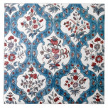 Colourful Bohemian Floral Quatrefoil Ceramic Tile<br><div class="desc">Cool and colourful vintage floral design featuring clusters of hand-drawn bohemian coral,  blue and grey flowers on white background in an elegant blue quatrefoil pattern.</div>