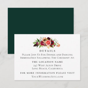 Colourful Bohemian Floral Wedding Details Invitation