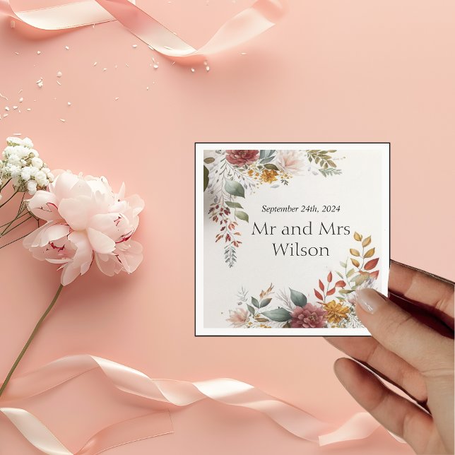 Colourful Bohemian Floral Wedding Dinner Cocktail Napkin (Creator Uploaded)