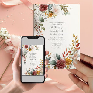 Colourful Bohemian Floral Wedding Invitation