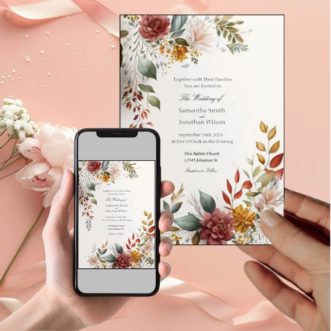 Colourful Bohemian Floral Wedding  Invitation (Creator Uploaded)