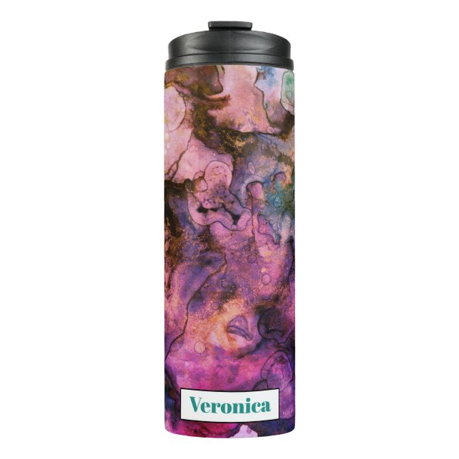 Colourful Bohemian Ink Splatter & Name Thermal Tumbler (Front)