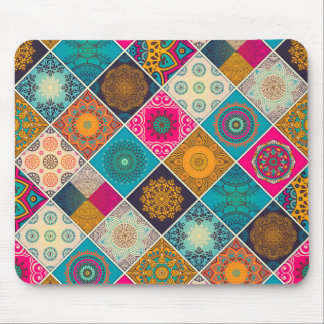 Colourful Bohemian Mandala Patchwork Mouse Pad