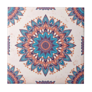 Colourful Bohemian Mandala Pattern Ceramic Tile