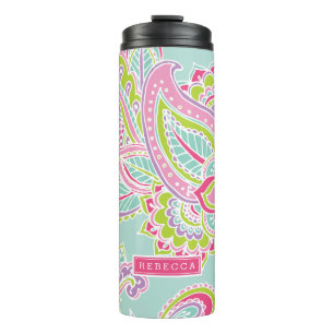 Colourful Bohemian Paisley Monogram Thermal Tumbler