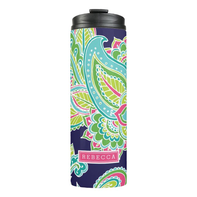 Colourful Bohemian Paisley Monogram Thermal Tumbler (Front)