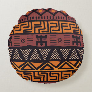 Colourful Bohemian Tribal Geometric Round Cushion