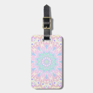 Colourful Bohemian Trippy Bright Pastel Mandala Luggage Tag