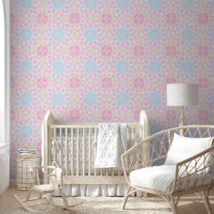 Colourful Bohemian Trippy Bright Pastel Mandala Wallpaper