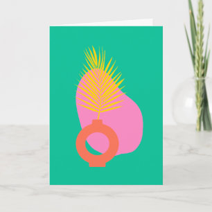 Colourful Boho Abstract Botanical Shapes in Green Note Card