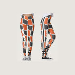 Colourful boho abstract l Orange Black l Workout Leggings<br><div class="desc">Graphic abstract pattern,  orange,  navy blue and white. An eye-catching design with big text for workout.</div>