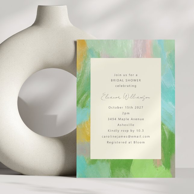Colourful Boho Abstract Watercolor Bridal Shower Invitation (Creator Uploaded)
