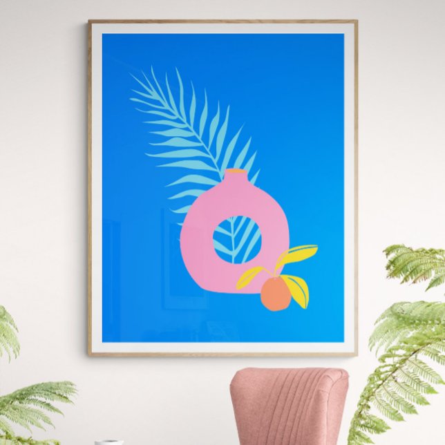 Colourful Boho Botanical Fruit Art in Blue Poster (Creator Uploaded)