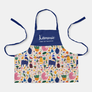 Colourful Boho Cats Pattern Chef in Training   Apron