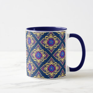 Colourful Boho Chic Geometric Floral Pattern Mug