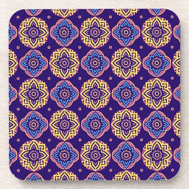 Colourful Boho Chic Pattern Coasters - Set of 6 (Front)