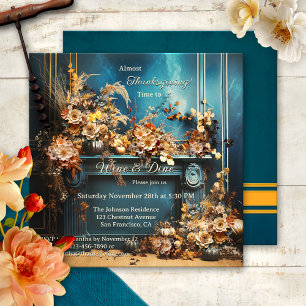 Colourful Boho Chic Thanksgiving Dinner Party Invitation