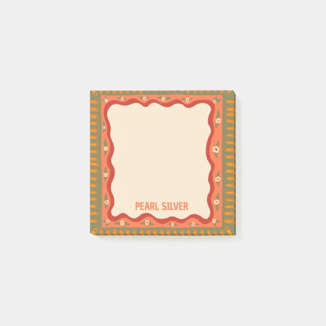 Colourful Boho CUSTOM Chic Monogram Personalised Post-it Notes (Front)