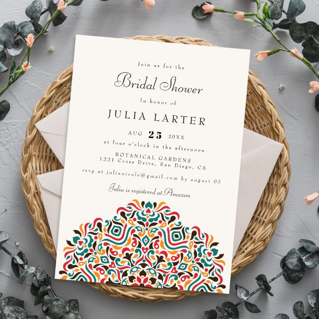 Colourful Boho Ethnic Accent Bridal Shower Invitation (Creator Uploaded)