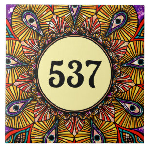 Colourful Boho Fancy Decorative House Number Plaqu Ceramic Tile