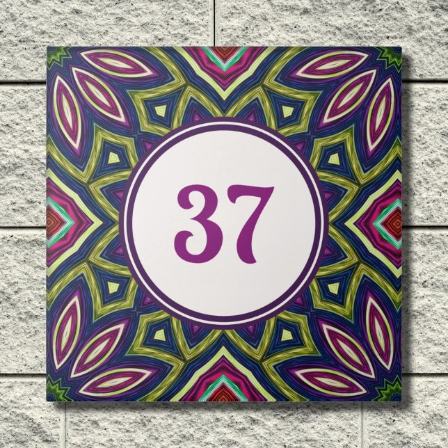 Colourful Boho Fancy Decorative House Number Plaqu Ceramic Tile (Creator Uploaded)