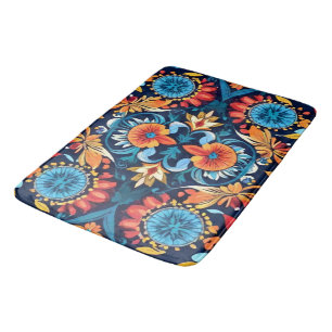 Colourful Boho Floral Elegance: Vibrant Mandala Bath Mat