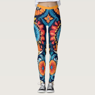 Colourful Boho Floral Elegance: Vibrant Mandala Leggings