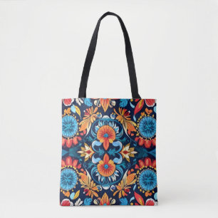Colourful Boho Floral Elegance: Vibrant Mandala Tote Bag