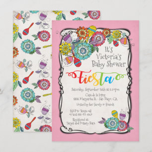 Colourful Boho Floral Mexican Fiesta Baby Shower Invitation